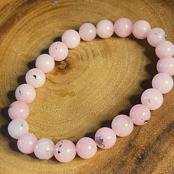 Pink opal 8mm stretch bracelet beaded bracelet 7” stretch crystal healing natura - Picture 2 of 12